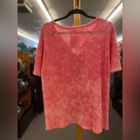 Bibi Ladies Pink Waffle Top - Picture 3 of 3